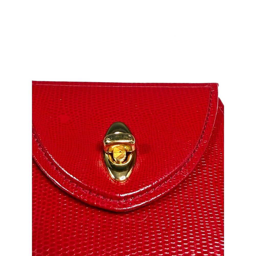 Vintage Red Lizard Embossed Jewelry Train Case Vanity Box Mirror Gold Tone EUC - Picture 2 of 13